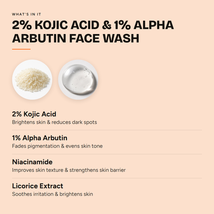 2% Kojic Acid & 1% Alpha Arbutin Face Wash — ingredients