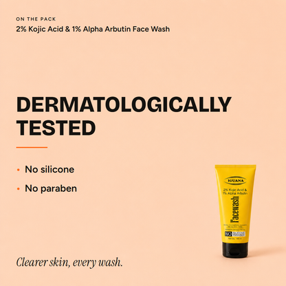2% Kojic Acid & 1% Alpha Arbutin Face Wash — proof