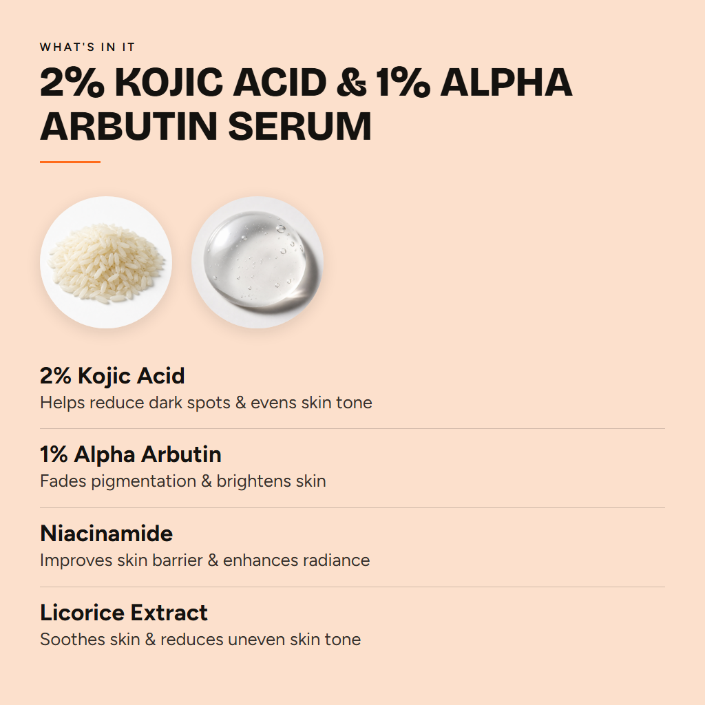 2% Kojic Acid & 1% Alpha Arbutin face serum — ingredients