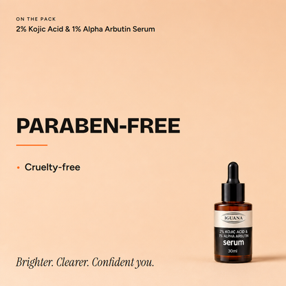 2% Kojic Acid & 1% Alpha Arbutin face serum — proof