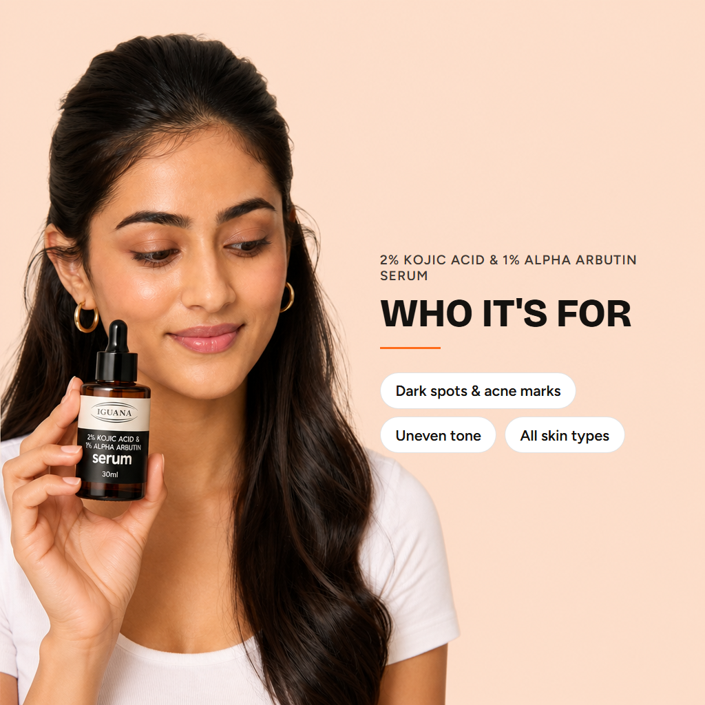 2% Kojic Acid & 1% Alpha Arbutin face serum — who it's for