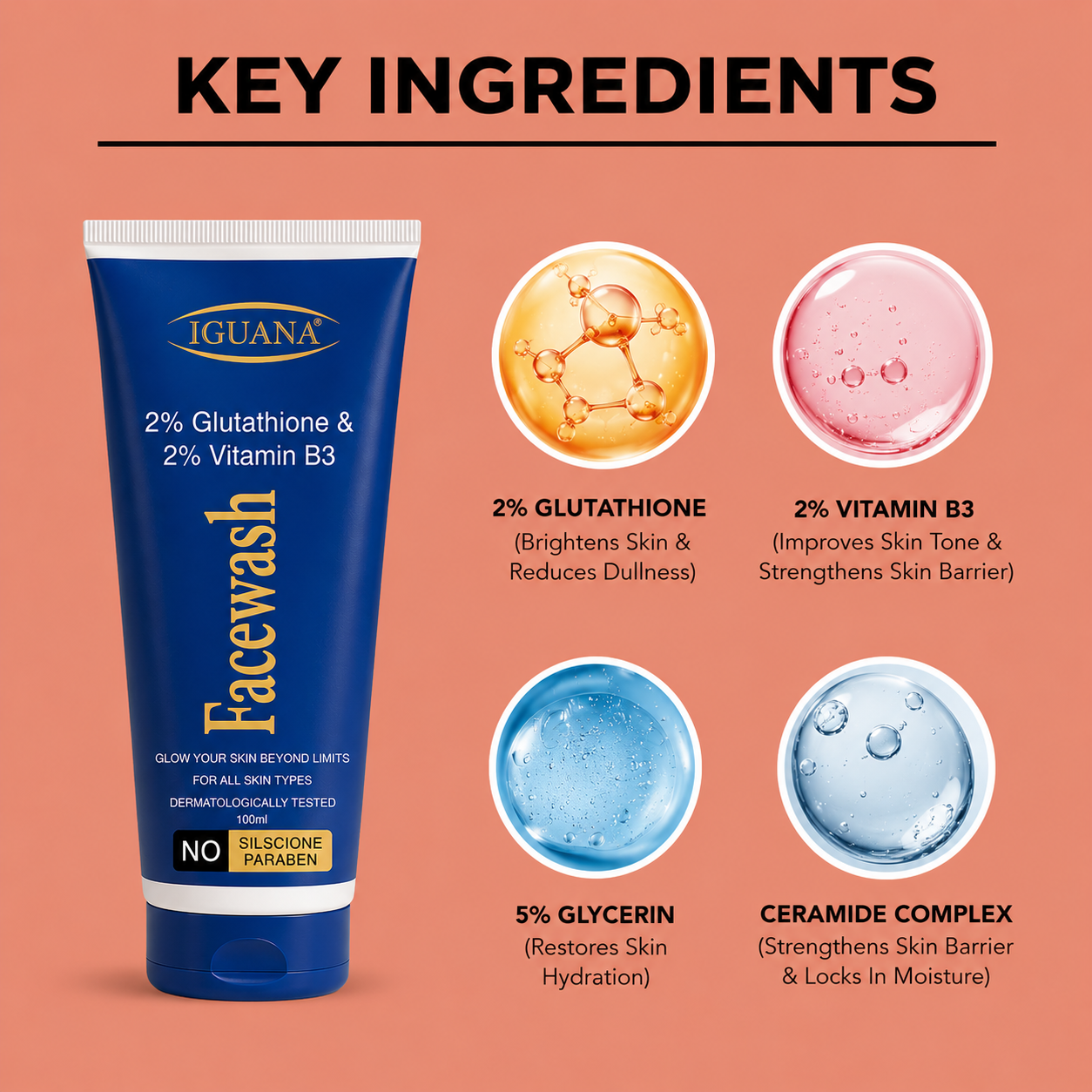 2% Glutathione  & 2% Vitamin B3 Face Wash