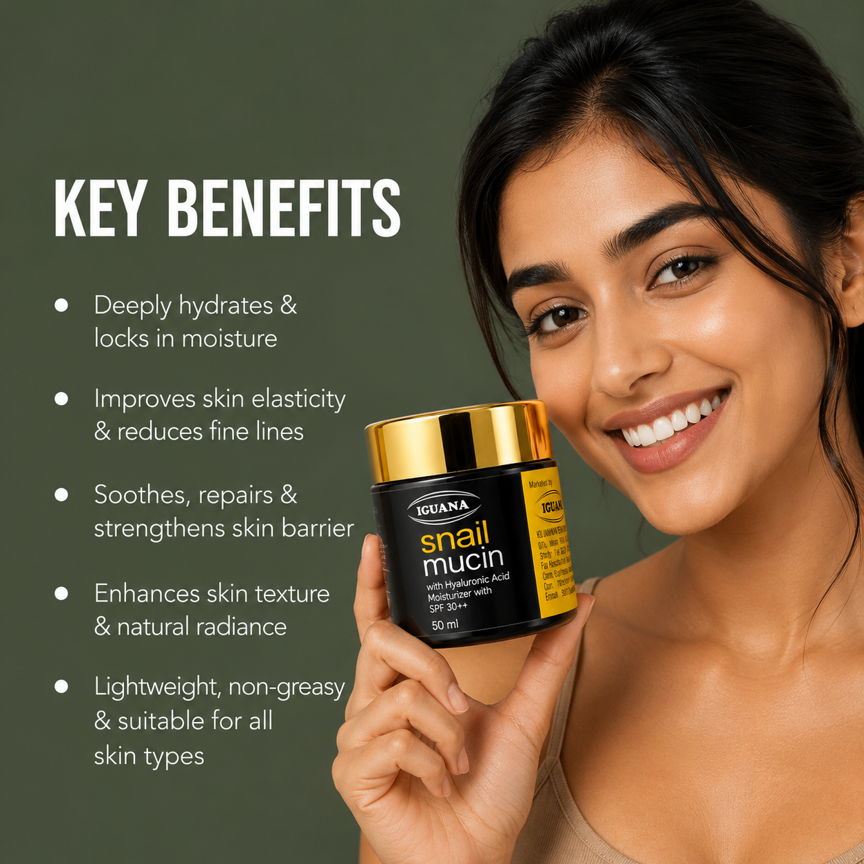 Snail Mucin with Hyaluronic Acid Moisturizer with SPf 30 ++