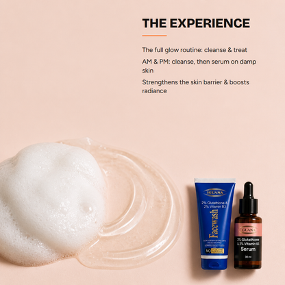 2% Glutathione + 2% Vitamin B3 Skin Glow Combo Facewash and Serum — experience