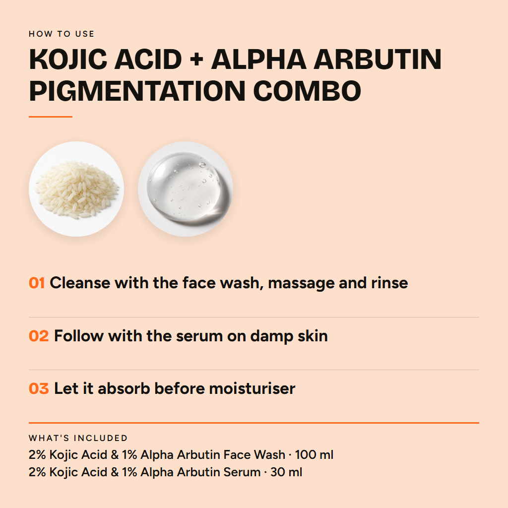 2% Kojic Acid + 1% Alpha Arbutin Pigmentation Combo Facewash and Serum — ingredients
