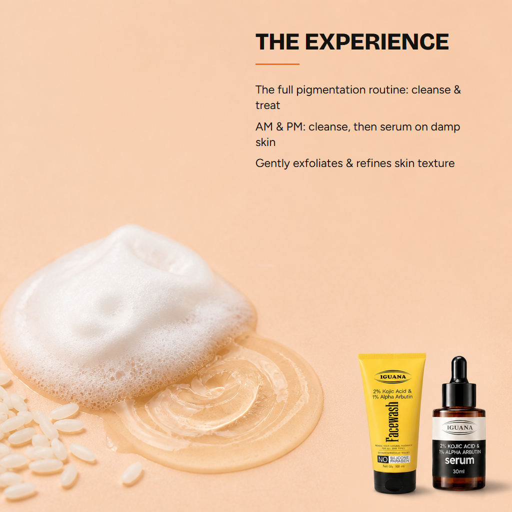 2% Kojic Acid + 1% Alpha Arbutin Pigmentation Combo Facewash and Serum — experience
