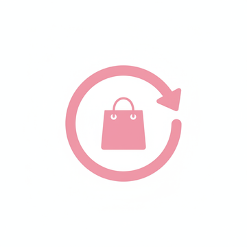 RETURN POLICY ICON IN PINK COLOR AND BG IS WHITE