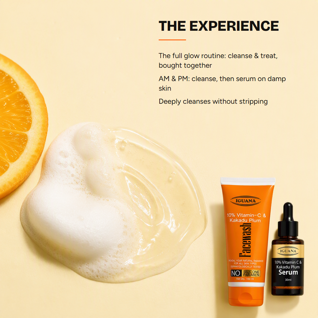10% Vitamin-C & Kakadu Plum Glow Combo Facewash and Serum — experience